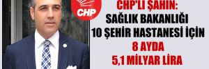 CHP’li Şahin: Sağlık Bakanlığı 10 şehir hastanesi için 8 ayda 5,1 milyar Lira harcadı!
