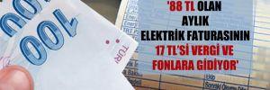 ’88 TL olan aylık elektrik faturasının 17 TL’si vergi ve fonlara gidiyor’