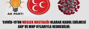 ‘Covid-19’un meslek hastalığı olarak kabul edilmesi AKP ve MHP oylarıyla reddedildi; birkaç gün sonra 1.4 milyar TL’lik ihale yaptılar’