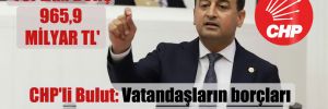 CHP’li Bulut: Vatandaşların borçları Cumhuriyet tarihi rekoru kırdı! ‘Toplam borç 965,9 milyar TL’