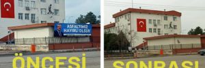 ‘AKP’li başkanın pankartını, Milli Eğitim’e astılar’