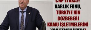 CHP’li Akay: Varlık Fonu, Türkiye’nin gözbebeği kamu işletmelerini yok etmek üzere!
