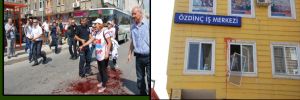 AKP'ye boyalı protesto:5 gözaltı