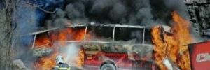 Ankara'da yolcu otobüsü alev alev yandı
