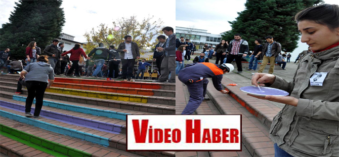 KTÜ’lü öğrenciler AKP’ye karşı merdiven boyadı!