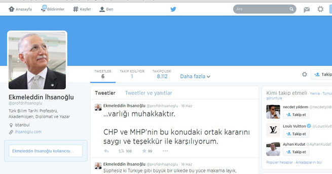 Ekmeleddin İhsanoğlu’nun Twitter bilmecesi!