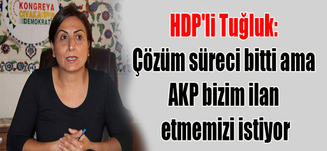 HDP’li Tuğluk: Çözüm süreci bitti ama AKP bizim ilan etmemizi istiyor