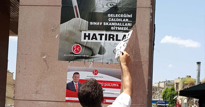 Erdoğan’ın gelişinden önce MHP afişleri söküldü
