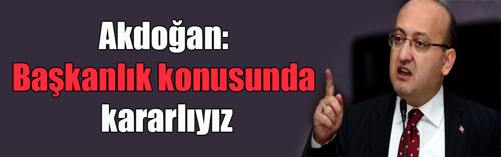 Akdoğan: Başkanlık konusunda kararlıyız
