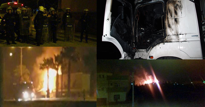 PKK yandaşları, okula saldırdı, TIR yaktı, polis taşladı!
