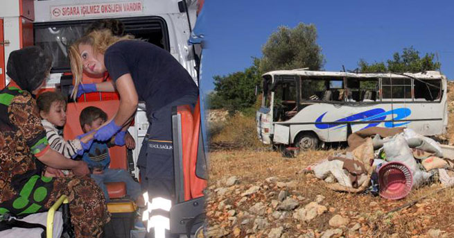 Suriyelileri taşıyan midibüs devrildi: 11 yaralı