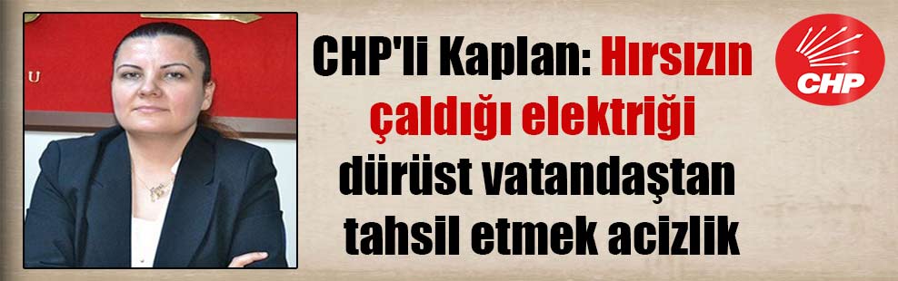 CHP’li Kaplan: Hırsızın çaldığı elektriği dürüst vatandaştan tahsil etmek acizlik