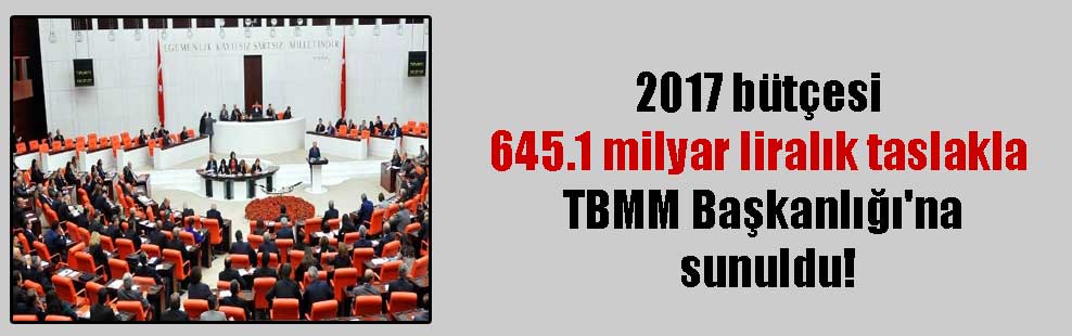 2017 bütçesi 645.1 milyar liralık taslakla TBMM Başkanlığı’na sunuldu