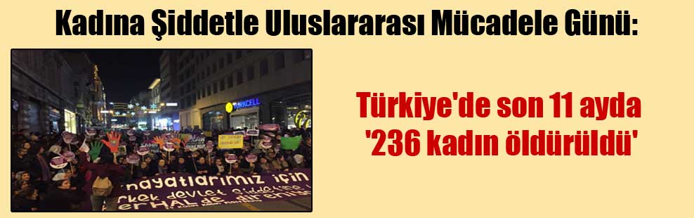 Kadına Şiddetle Uluslararası Mücadele Günü: Türkiye’de son 11 ayda ‘236 kadın öldürüldü’