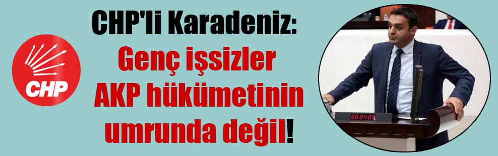 CHP’li Karadeniz: Genç işsizler AKP hükümetinin umrunda değil!