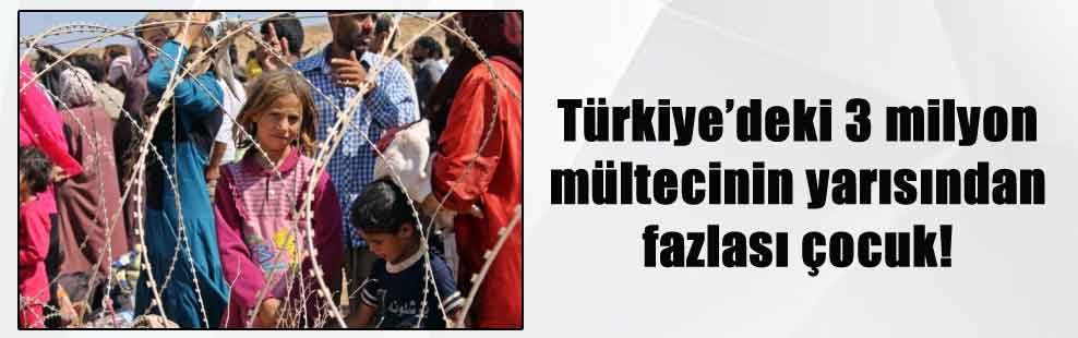 Türkiye’deki 3 milyon mültecinin yarısından fazlası çocuk!