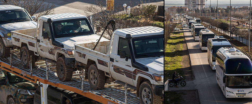 ÖSO askerleri, silah ve mühimmat yüklü araçlarla Afrin’e geçti