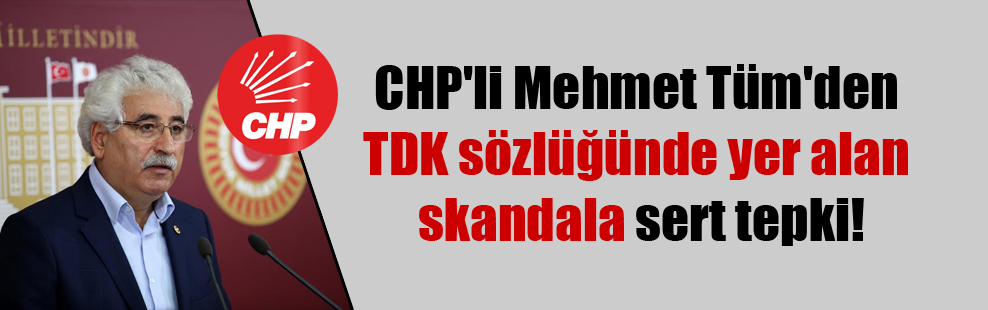 CHP’li Mehmet Tüm’den TDK sözlüğünde yer alan skandala sert tepki!