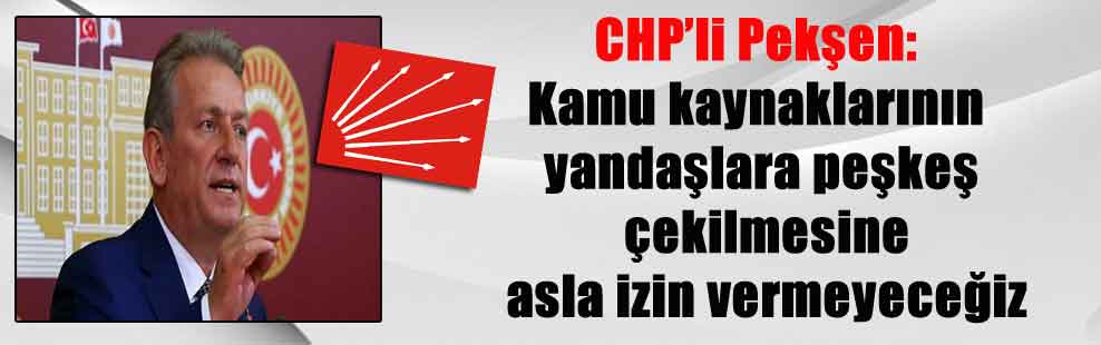 CHP’li Pekşen: Kamu kaynaklarının yandaşlara peşkeş çekilmesine asla izin vermeyeceğiz