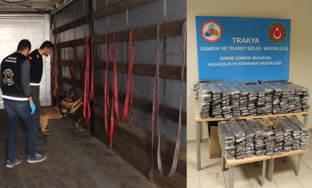 Kapıkule’de TIR’da 4 milyon liralık uyuşturucu ele geçirildi