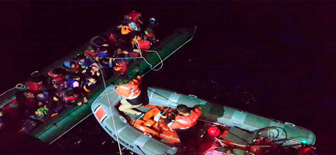 Sahil güvenlik uçağının tespit ettiği 36 kaçak yakalandı