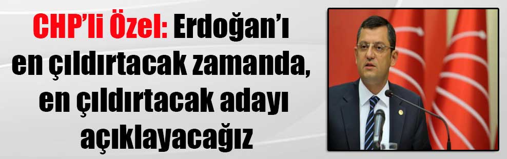 CHP’li Özel: Erdoğan’ı en çıldırtacak zamanda, en çıldırtacak adayı açıklayacağız
