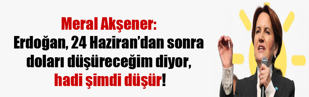 Meral Akşener: Erdoğan, 24 Haziran’dan sonra doları düşüreceğim diyor, hadi şimdi düşür!
