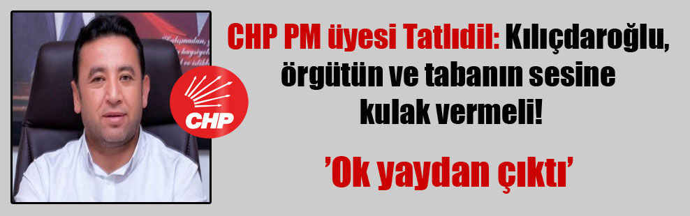 CHP PM üyesi Tatlıdil: Kılıçdaroğlu, örgütün ve tabanın sesine kulak vermeli!