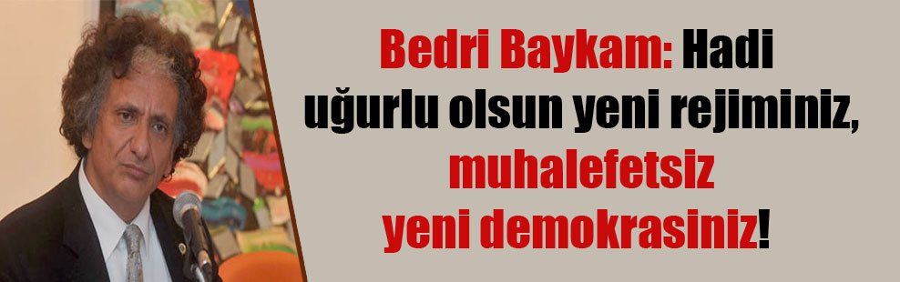Bedri Baykam: Hadi uğurlu olsun yeni rejiminiz, muhalefetsiz yeni demokrasiniz!