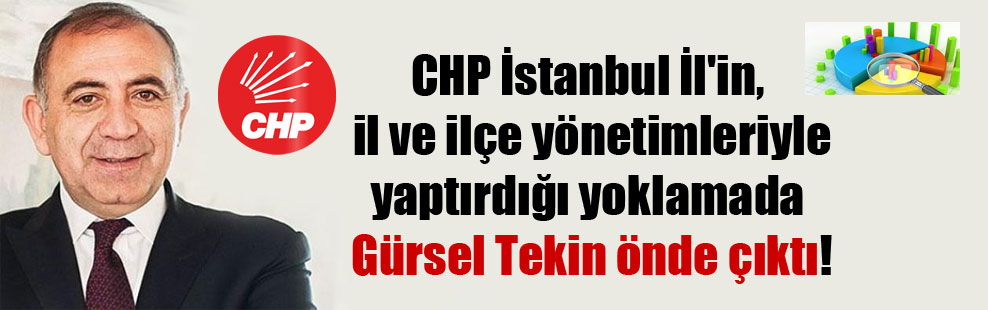 CHP İstanbul İl’in, il ve ilçe yönetimleriyle yaptırdığı yoklamada Gürsel Tekin önde çıktı!