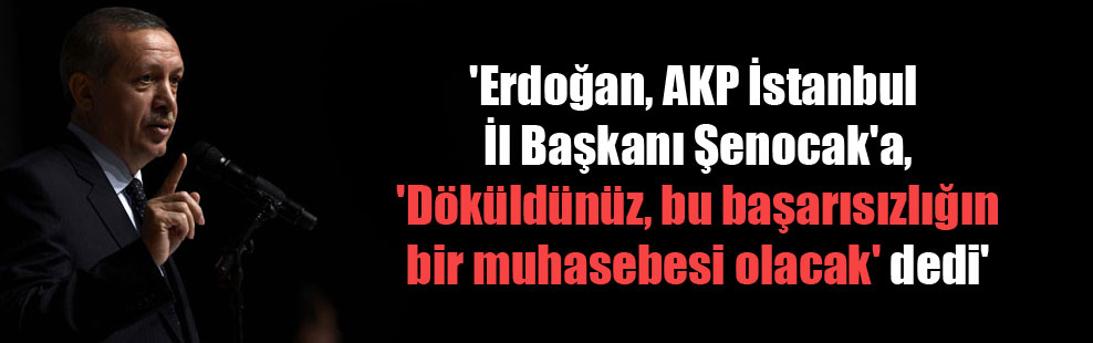 ‘Erdoğan, AKP İstanbul İl Başkanı Şenocak’a, ‘Döküldünüz, bu başarısızlığın bir muhasebesi olacak’ dedi’