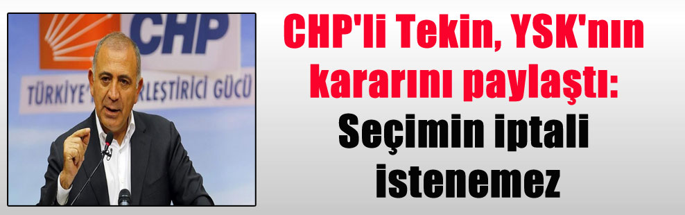 CHP’li Tekin, YSK’nın kararını paylaştı: Seçimin iptali istenemez