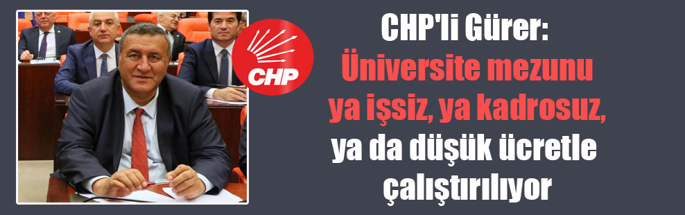 CHP’li Gürer: Üniversite mezunu ya işsiz, ya kadrosuz, ya düşük ücretle çalıştırılıyor