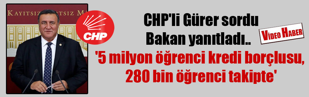 CHP’li Gürer sordu Bakan yanıtladı..   ‘5 milyon öğrenci kredi borçlusu, 280 bin öğrenci takipte’