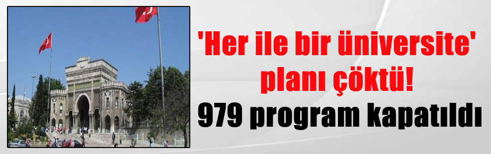 ‘Her ile bir üniversite’ planı çöktü! 979 program kapatıldı