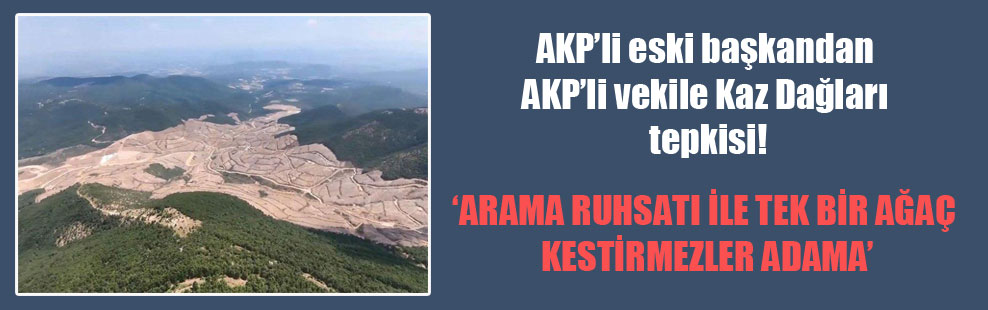 AKP’li eski başkandan AKP’li vekile Kaz Dağları tepkisi!