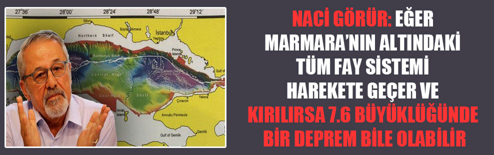 Naci Görür: Eğer Marmara’nın altındaki tüm fay sistemi harekete geçer ve kırılırsa 7.6 büyüklüğünde bir deprem bile olabilir