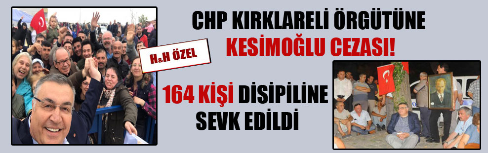 CHP Kırklareli örgütüne Kesimoğlu cezası!