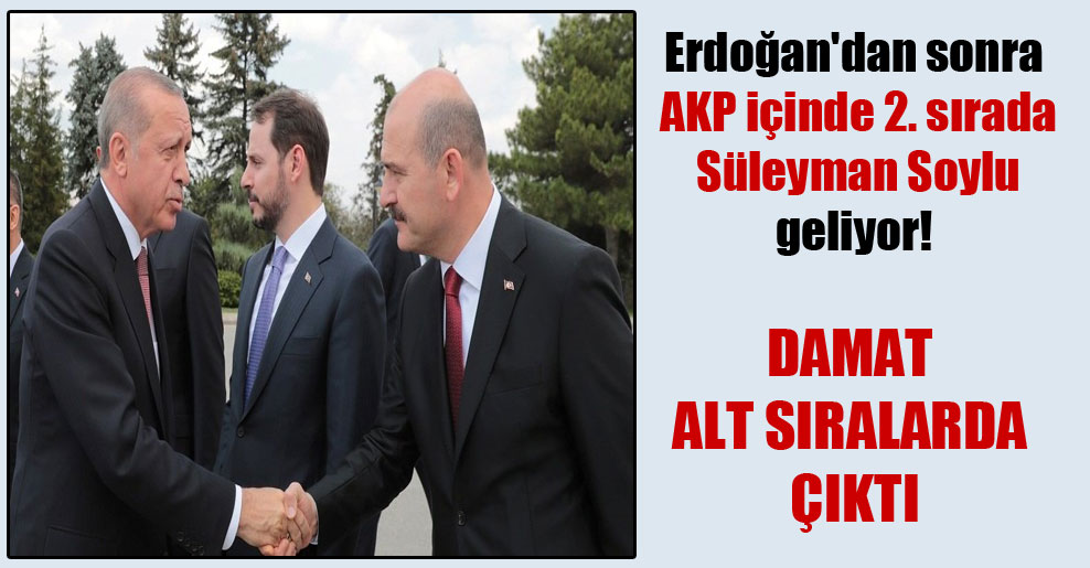 Erdoğan’dan sonra AKP içinde 2. sırada Süleyman Soylu geliyor! Damat alt sıralarda çıktı