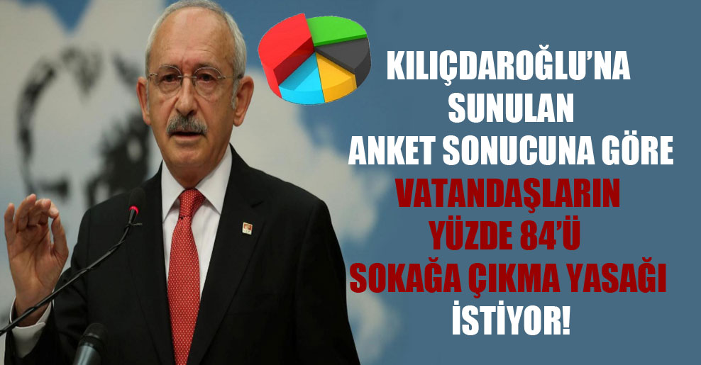 Kılıçdaroğlu’na sunulan anket sonucuna göre vatandaşların yüzde 84’ü sokağa çıkma yasağı istiyor!