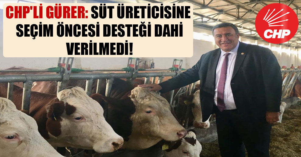 CHP’li Gürer: Süt üreticisine seçim öncesi desteği dahi verilmedi!