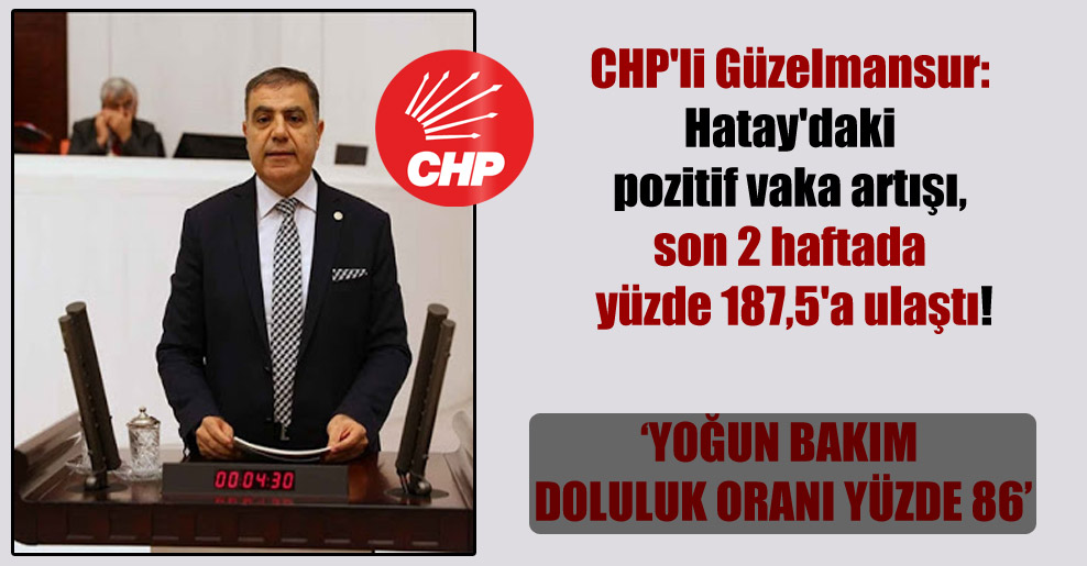 CHP’li Güzelmansur: Hatay’daki pozitif vaka artışı, son 2 haftada yüzde 187,5’a ulaştı!