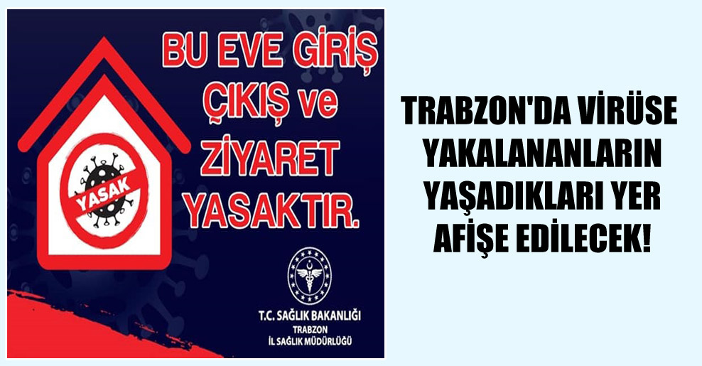 Trabzon’da virüse yakalananların yaşadıkları yer afişe edilecek!
