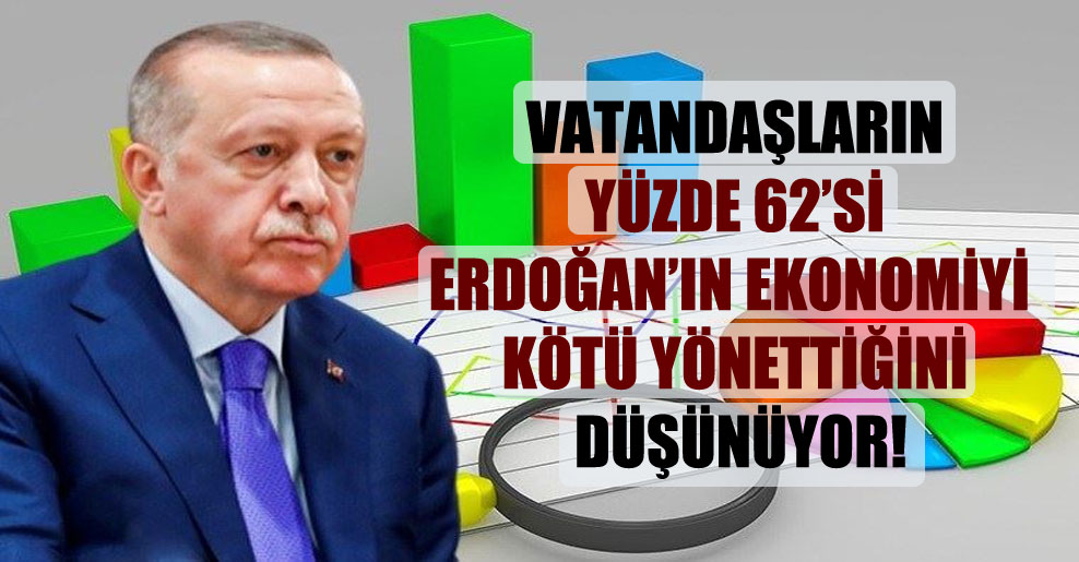 Vatandaşların yüzde 62’si Erdoğan’ın ekonomiyi kötü yönettiğini düşünüyor!