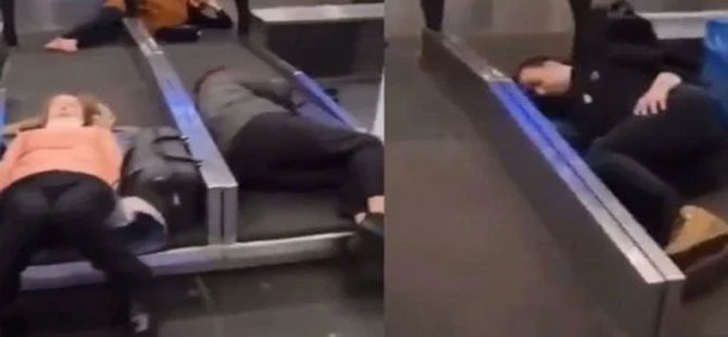 İstanbul Havalimanı’nda yolcular bagaj bandında yattı