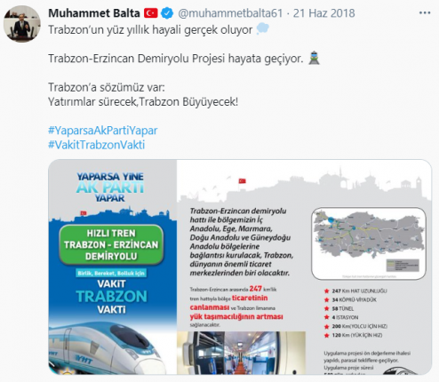 Muhammet Balta Demiryolu Tweet