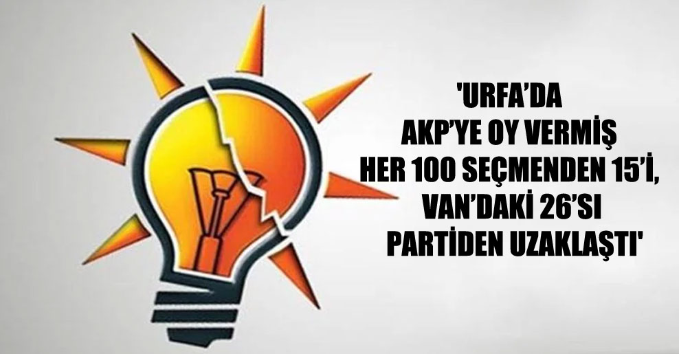 ‘Urfa’da AKP’ye oy vermiş her 100 seçmenden 15’i, Van’daki 26’sı partiden uzaklaştı’