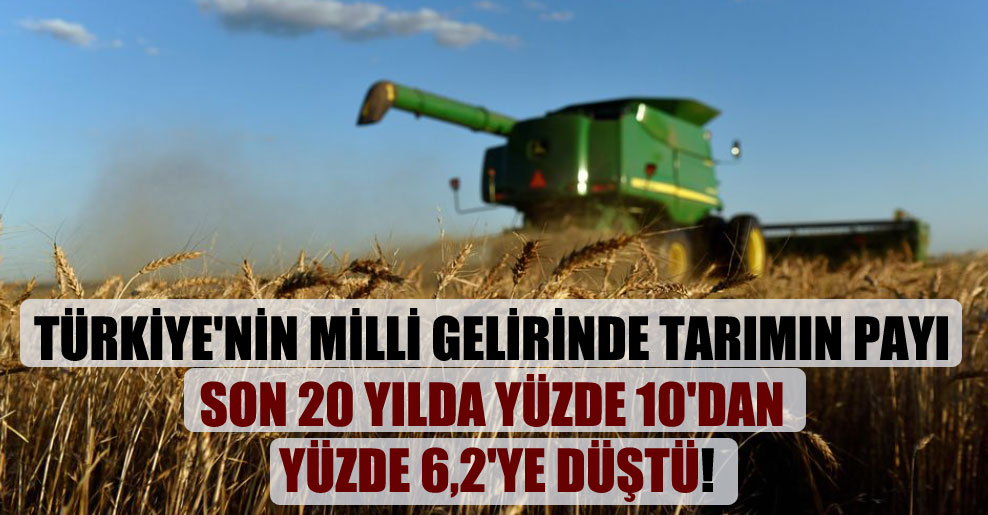 Türkiye’nin milli gelirinde tarımın payı son 20 yılda yüzde 10’dan yüzde 6,2’ye düştü!