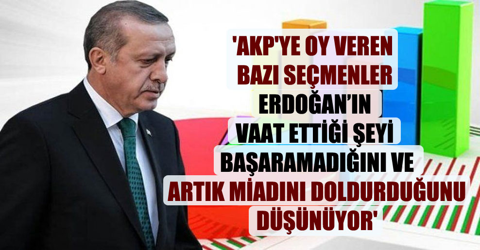 ‘AKP’ye oy veren bazı seçmenler Erdoğan’ın vaat ettiği şeyi başaramadığını ve artık miadını doldurduğunu düşünüyor’