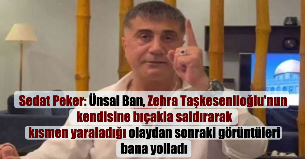 Sedat Peker: Ünsal Ban, Zehra Taşkesenlioğlu’nun kendisine bıçakla saldırarak kısmen yaraladığı olaydan sonraki görüntüleri bana yolladı